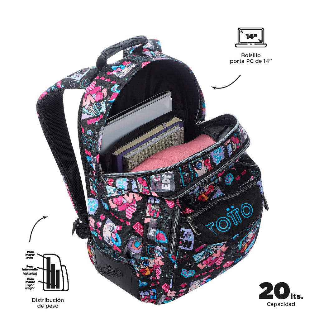 Mochila Escolar 8 a 12 anos Rayol | TOTTO | Vários padrões