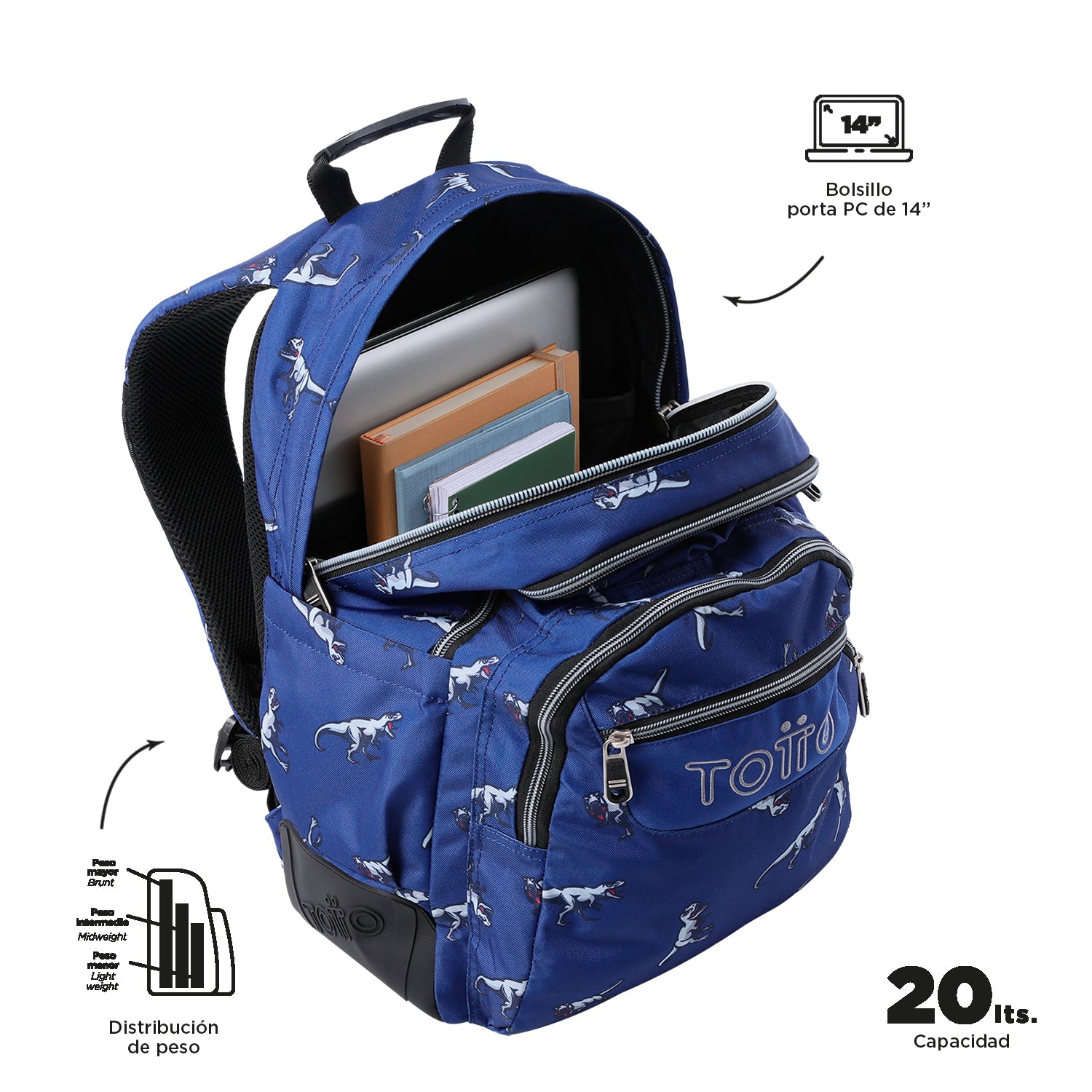 Set Escolar TOTTO - Mochila Rayol + Lonchera Borrabor + Estuche Tablero 9JB