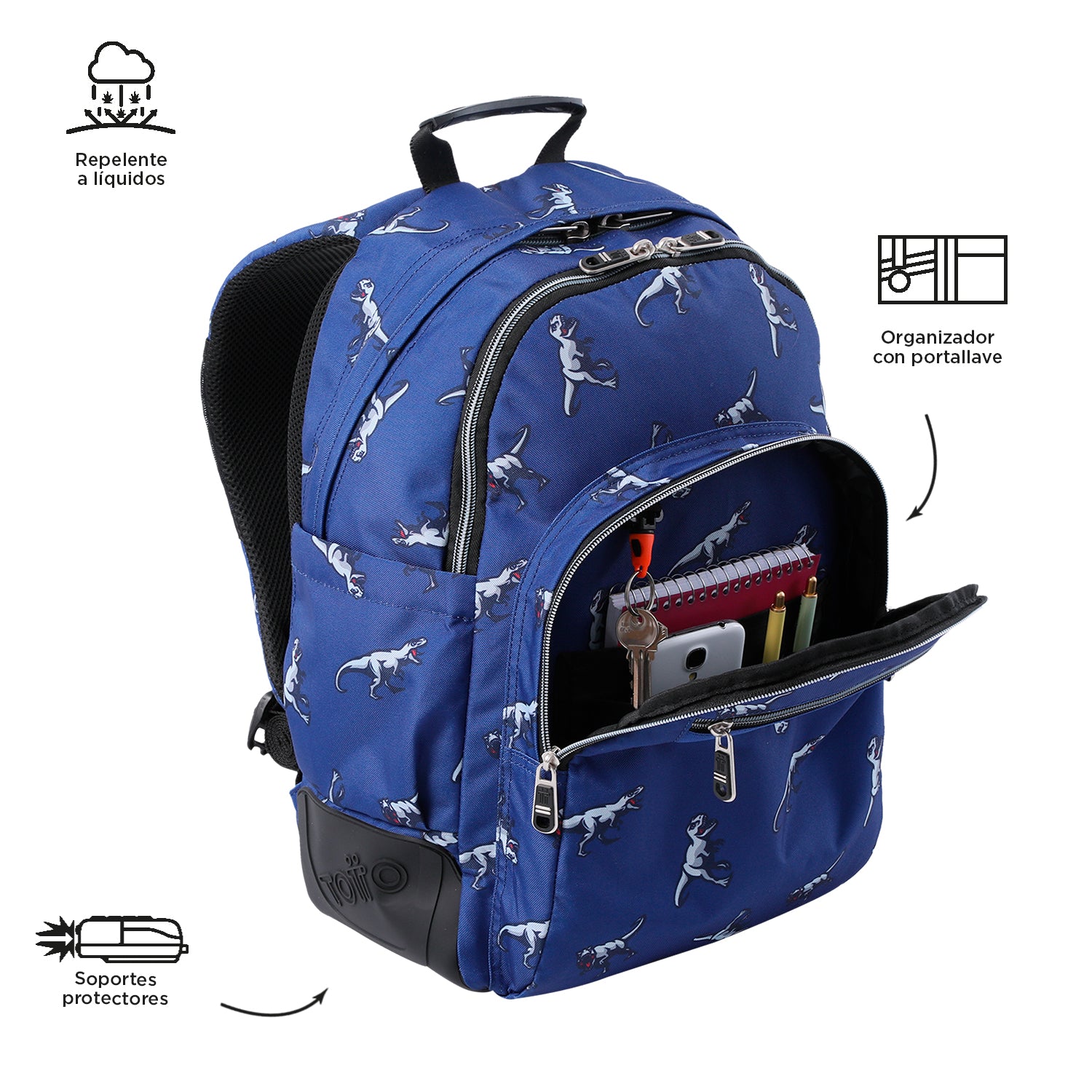 Set Escolar TOTTO - Mochila Rayol + Lonchera Borrabor + Estuche Tablero 9JB