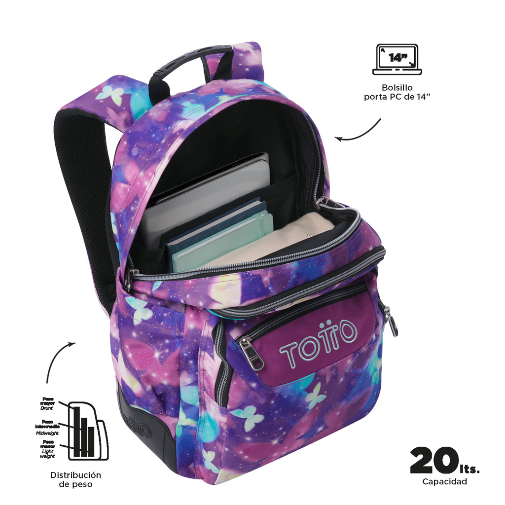Set Escolar TOTTO - Mochila Rayol + Lonchera Borrador + Estuche Tablero 5Q6