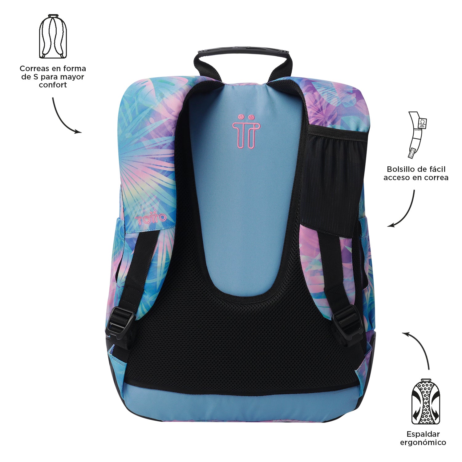 Conjunto Escolar TOTTO Mochila Rayol + Estojo Triplo Tablero 0FB