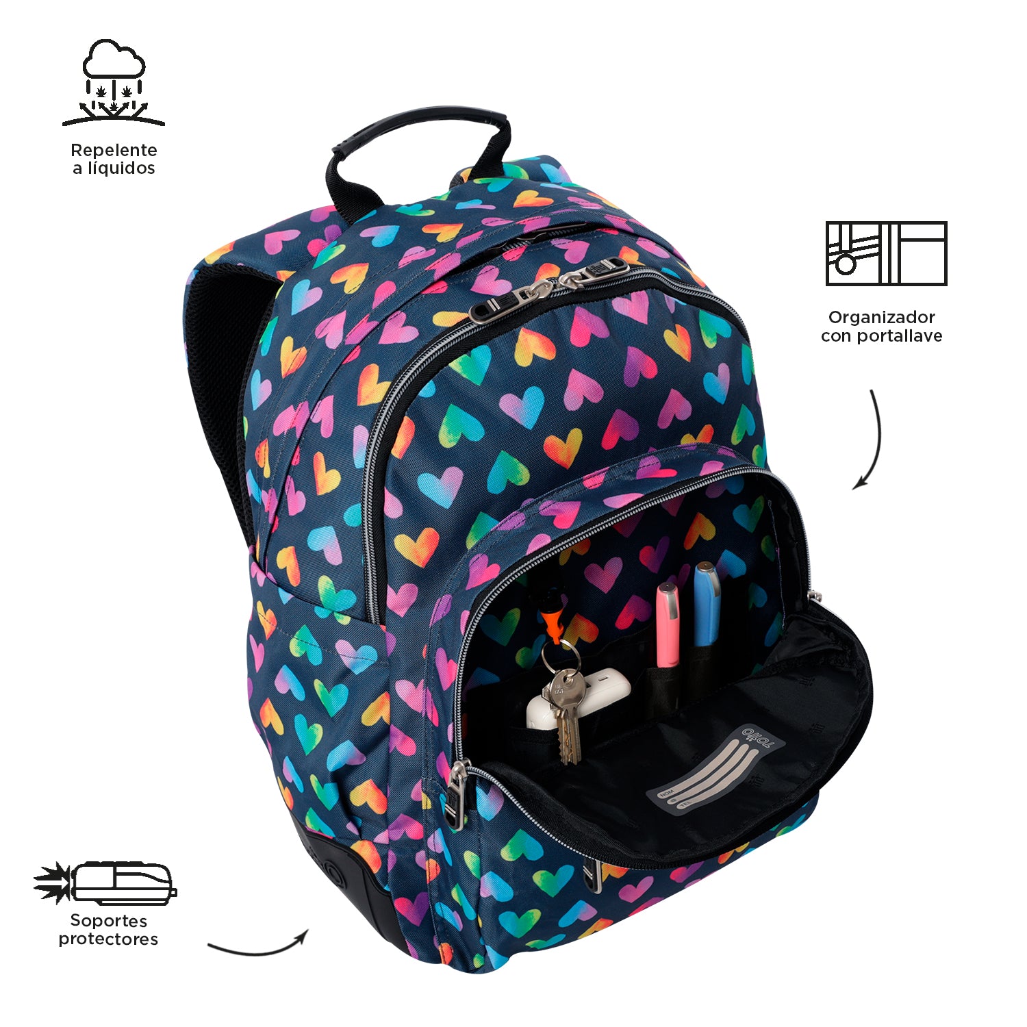 Set Escolar TOTTO - Mochila Rayol + Lonchera Pizarra + Estuche Agapec 3YJ