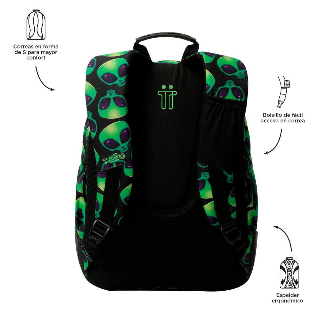 Set Escolar TOTTO - Mochila Rayol + Lonchera Borrador + Estuche Tablero 6DS