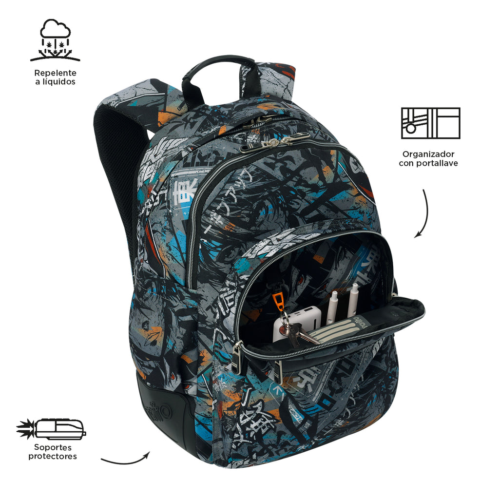 Conjunto Escolar TOTTO Mochila Rayol + Estojo Triplo Tablero 7YL