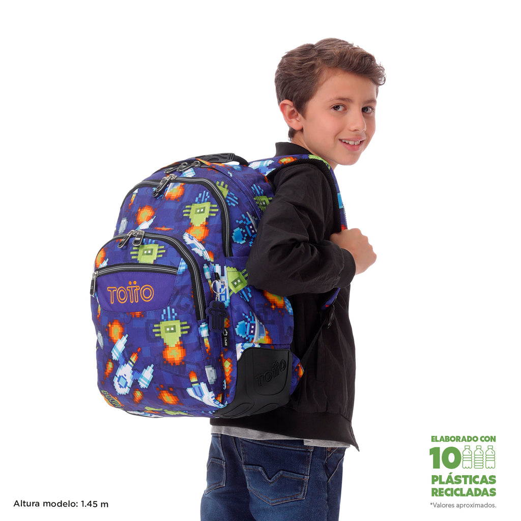 Set Escolar TOTTO - Mochila Rayol + Lonchera Borrador + Estuche Tablero 8FK