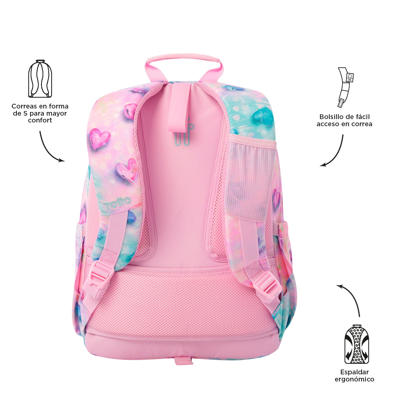 Conjunto Escolar TOTTO Acuareles + Estojo Triplo Tablero 1KB | Adaptável a carrinho de rodas