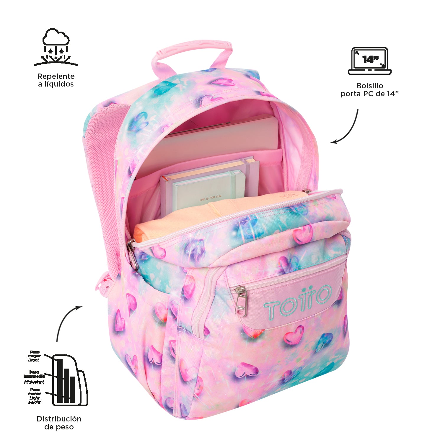 Conjunto Escolar TOTTO Acuareles + Estojo Triplo Tablero 1KB | Adaptável a carrinho de rodas