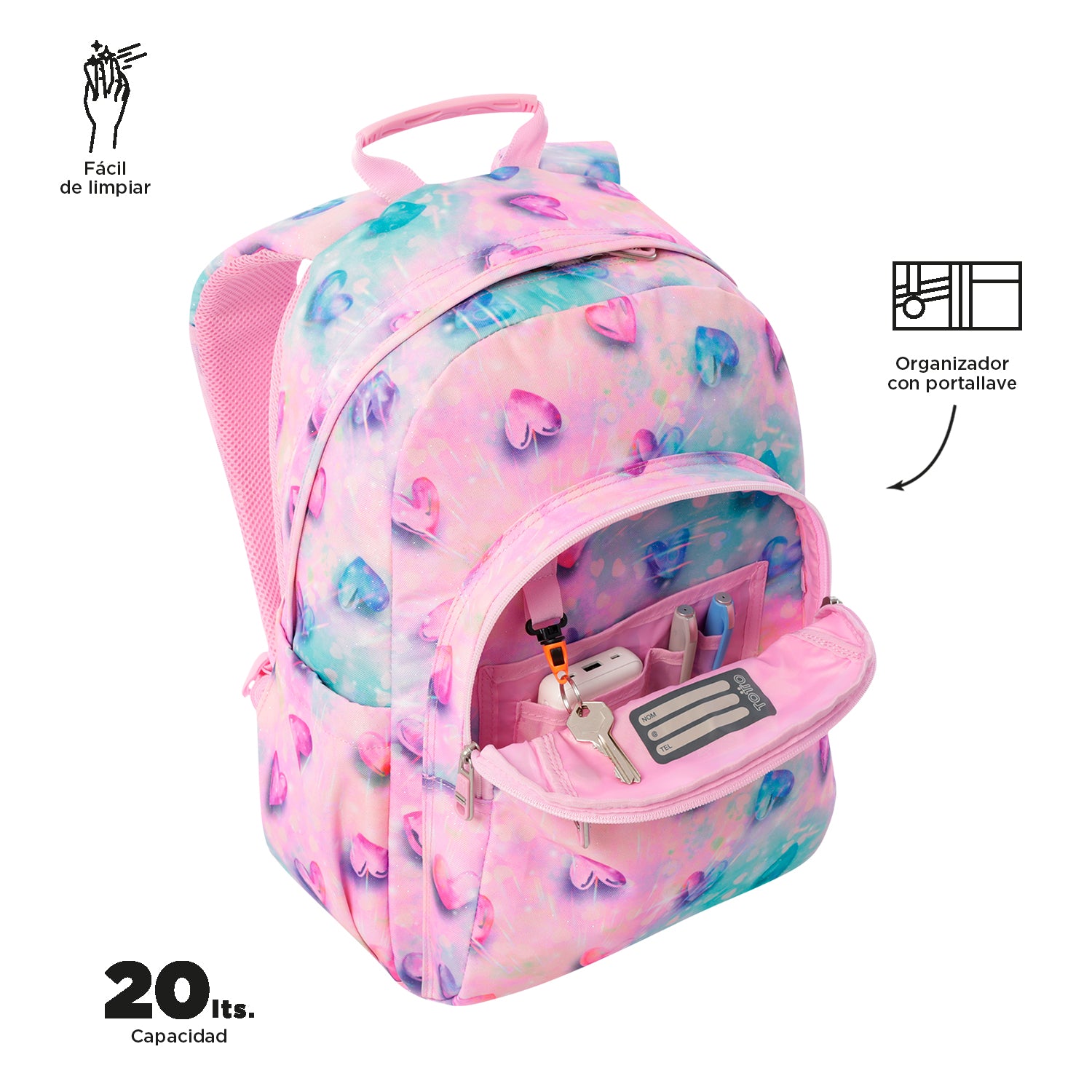 Conjunto Escolar TOTTO Acuareles + Estojo Triplo Tablero 1KB | Adaptável a carrinho de rodas