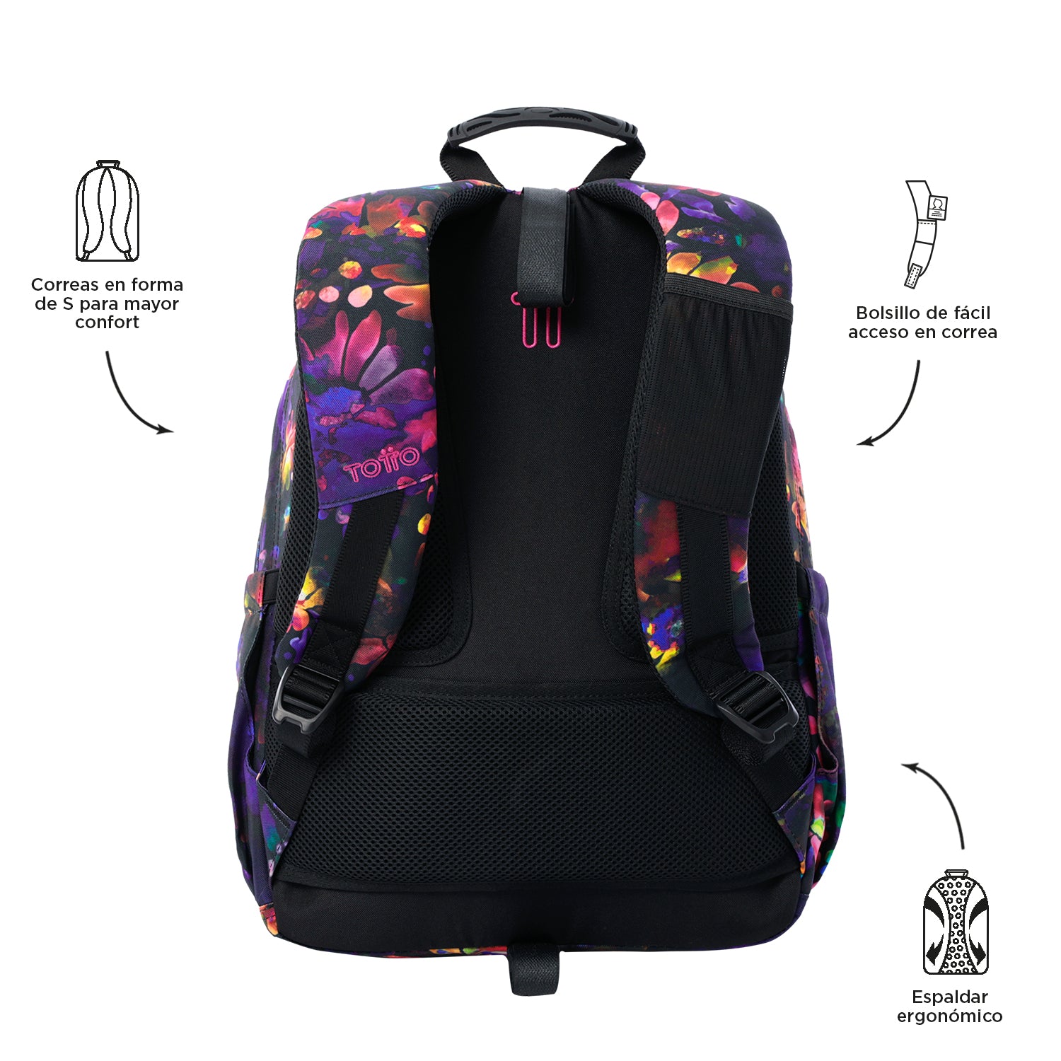 Conjunto Escolar TOTTO Acuareles + Estojo Triplo Tablero 5Q5 | Adaptável a carrinho de rodas