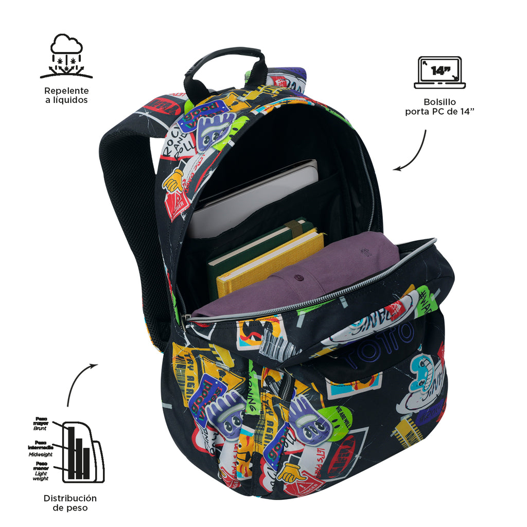 Conjunto Escolar TOTTO Acuareles + Estojo Triplo Tablero 8C5 | Adaptável a carrinho de rodas