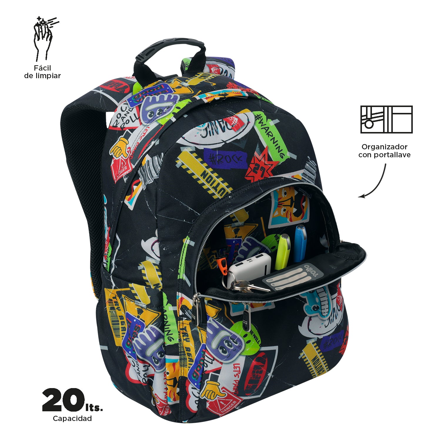 Conjunto Escolar TOTTO Acuareles + Estojo Triplo Tablero 8C5 | Adaptável a carrinho de rodas