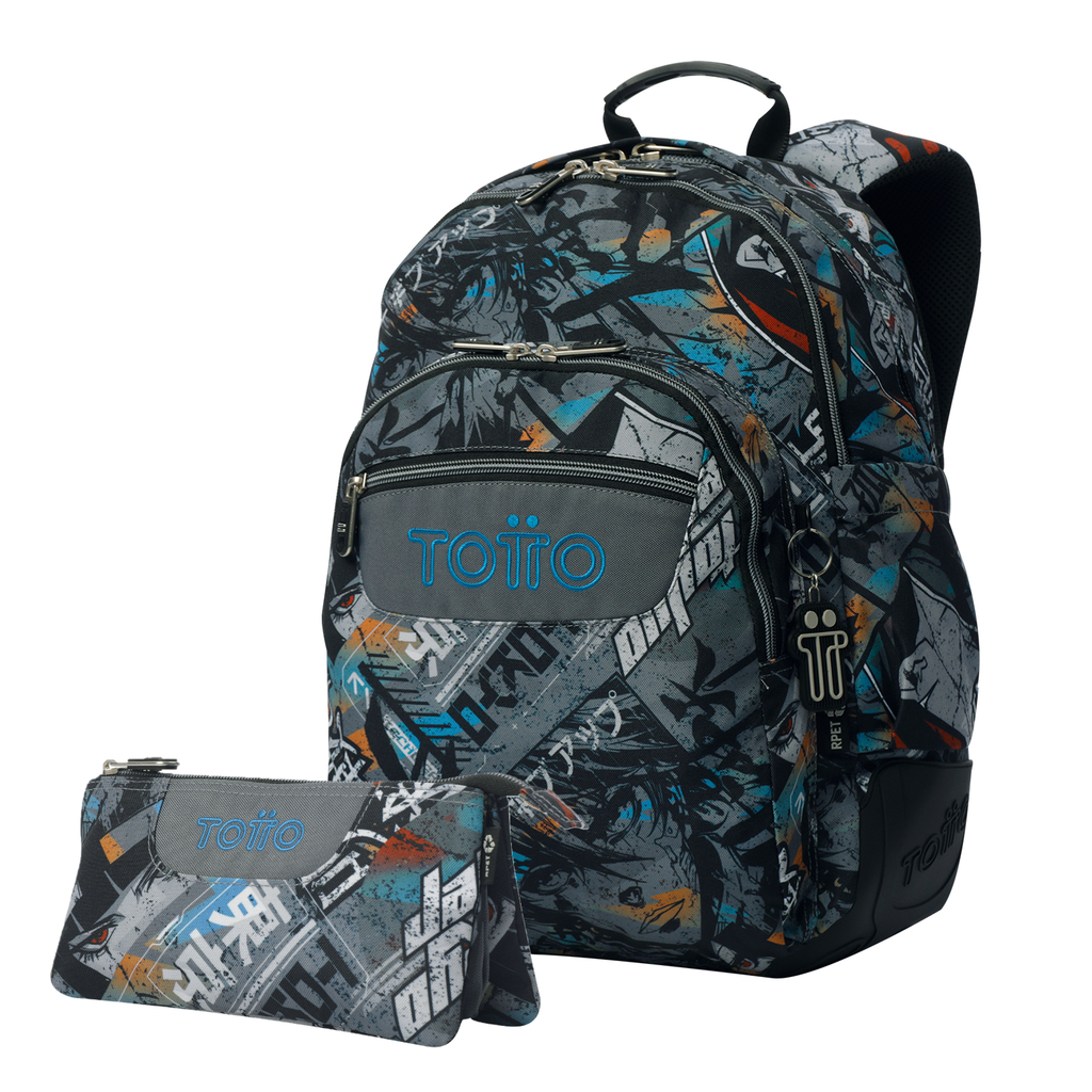 Conjunto Escolar TOTTO Mochila Rayol + Estojo Triplo Tablero 7YL