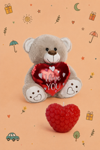 Kit Amor Especial | Peluche I LOVE YOU y Vela Corazón | Osito Disponible en 2 Colores