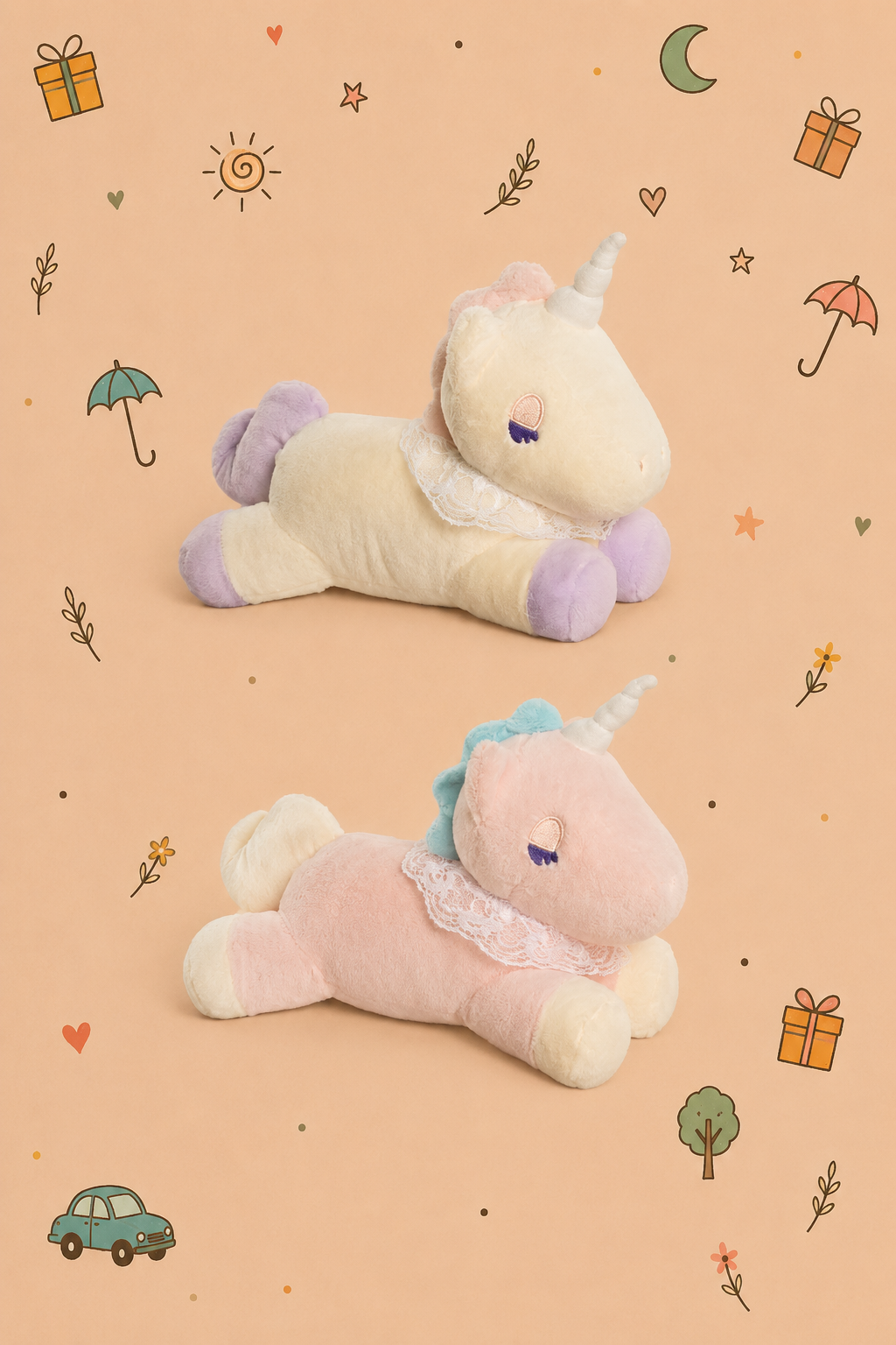 Kit Unicornio Peluche + Estuche Doble TOTTO | Regalo Infantil | Disponible en 2 colores