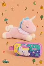 Kit Unicornio Peluche + Estuche Doble TOTTO | Regalo Infantil | Disponible en 2 colores