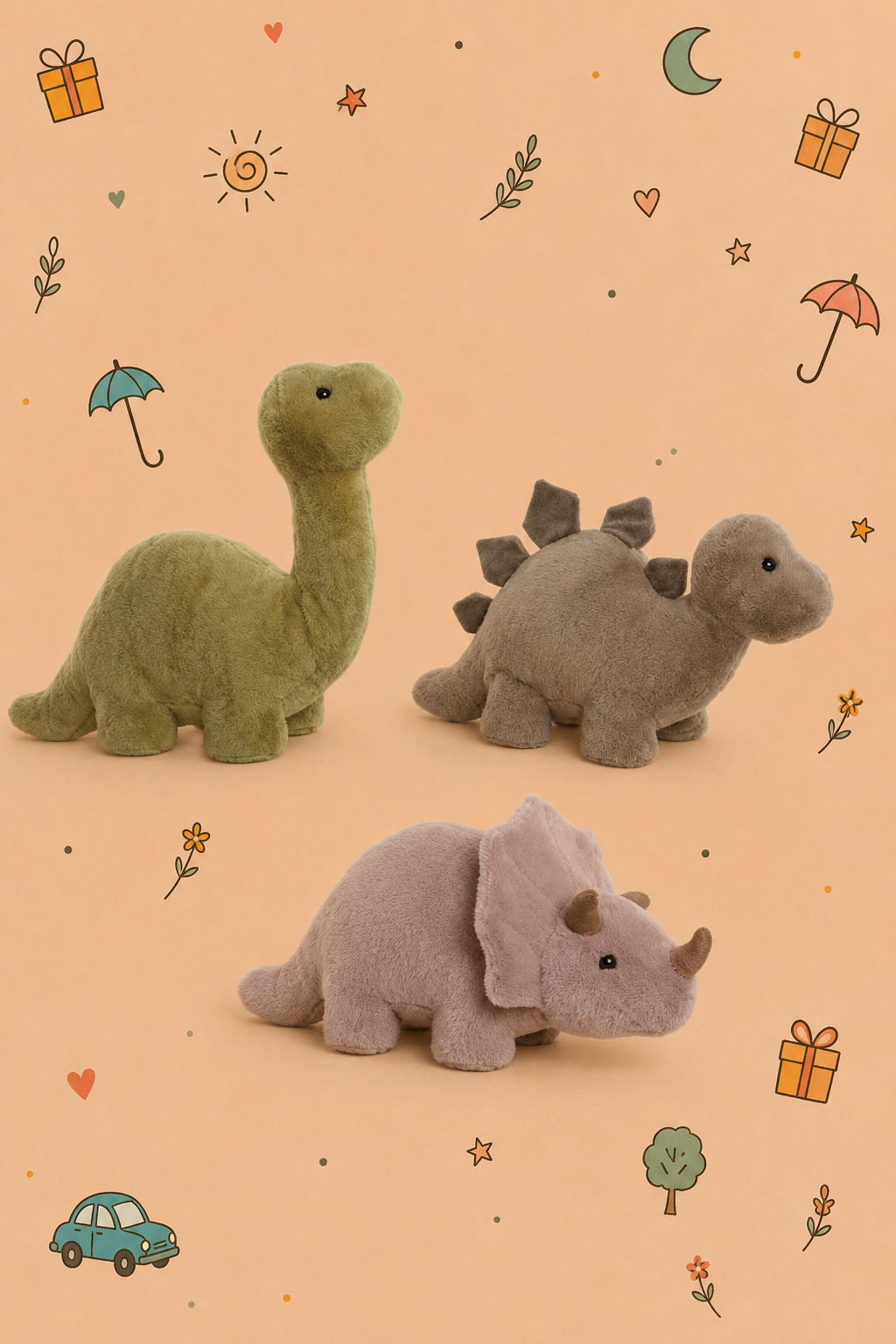 Kit Dinosaurio Aventurero | Peluche Gigante + Estuche Doble TOTTO | Peluche disponible en 3 modelos