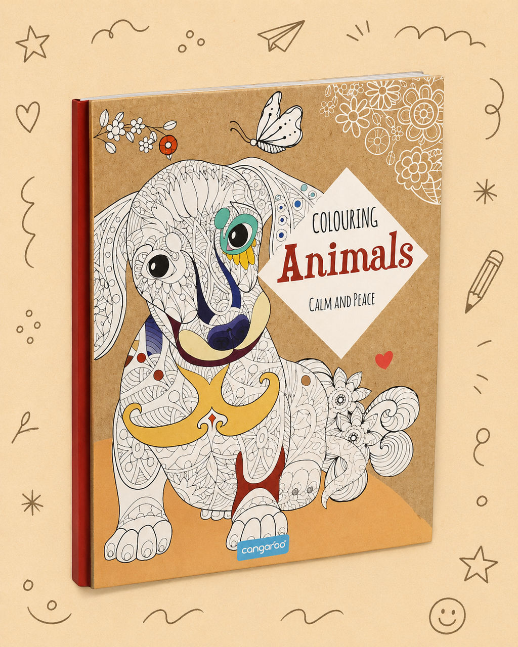 Kit Creativo "Calm and Peace – Colouring Animals" + Estuche TOTTO | Bloc de Dibujo | Lápices de Colores FABER-CASTELL | Accesorios de dibujo