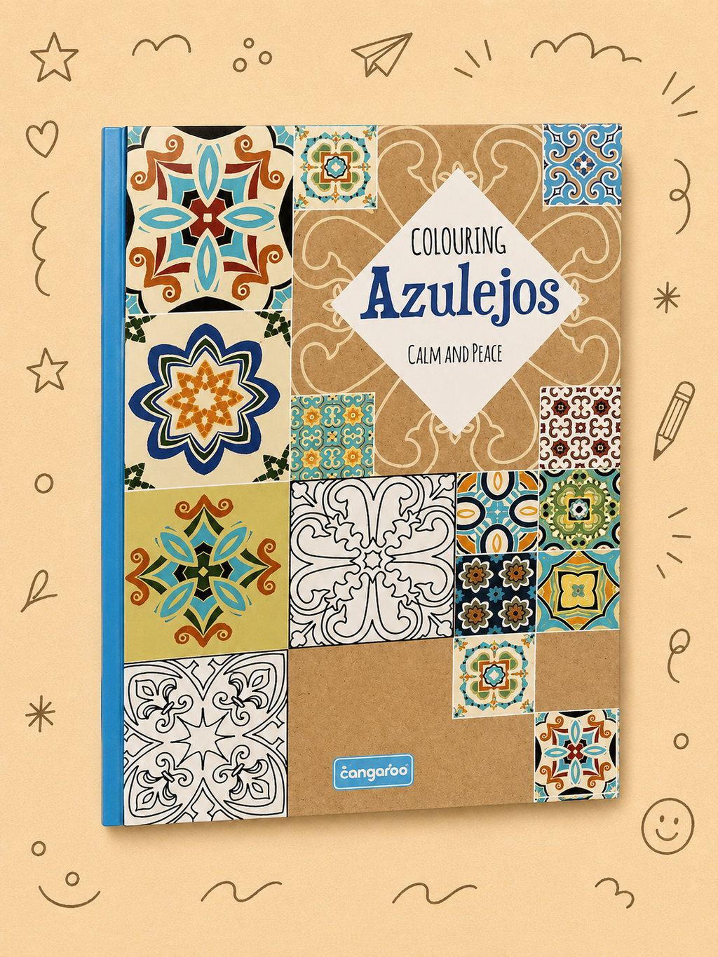 Kit Creativo "Calm and Peace – Colouring Azulejos" + Estuche TOTTO | Bloc de Dibujo | Lápices de Colores FABER-CASTELL | Accesorios para dibujar
