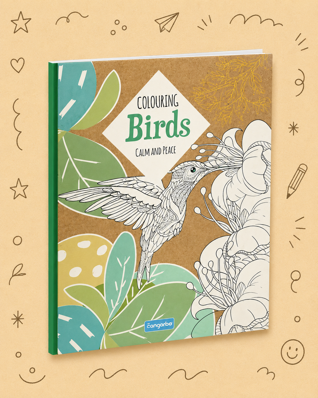 Kit Creativo "Calm and Peace – Colouring Birds" + Estuche TOTTO | Bloc de Dibujo | Lápices de Colores FABER-CASTELL | Accesorios para dibujar