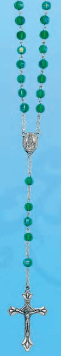 Terço em Cristal Verde | Feito à Mão | Terço Católico Elegante